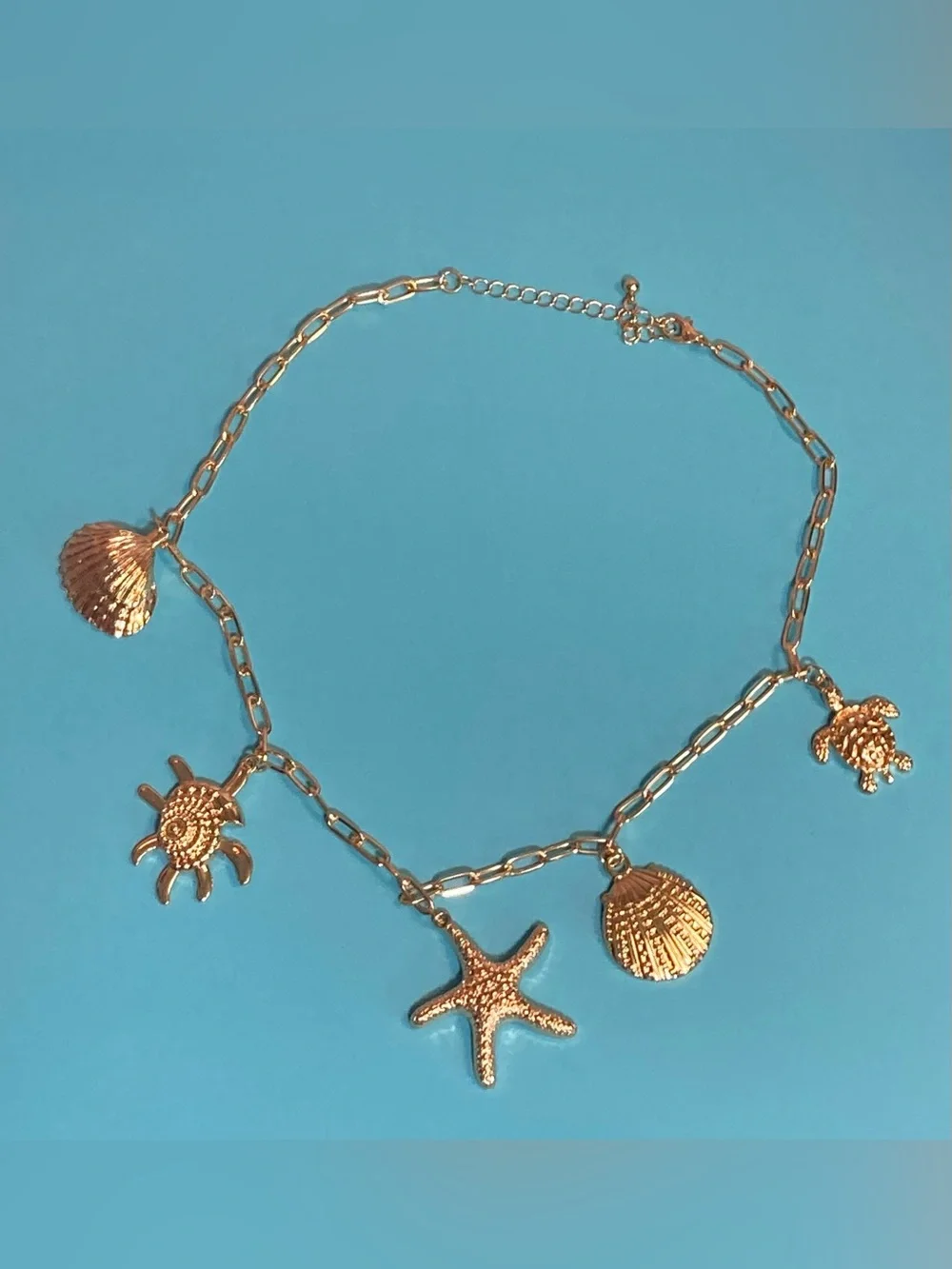 Gold  Beach Charm Necklace